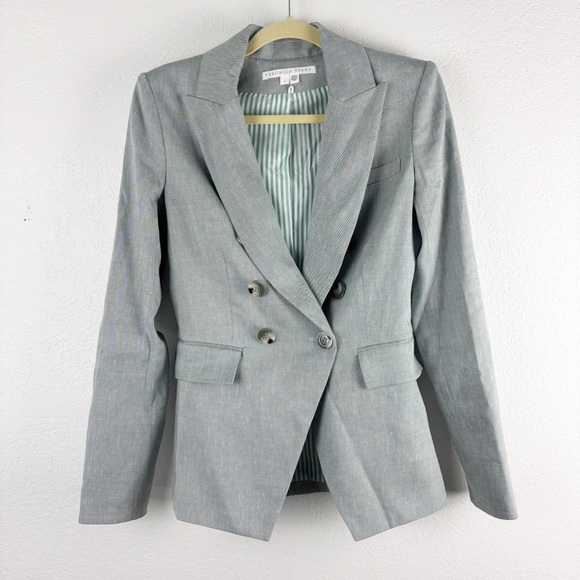 Veronica Beard Miller Dickey Linen Blazer Jacket in Seagrass Green Size 2 - Picture 2 of 7
